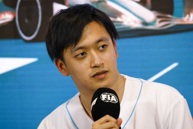 Drivers press conference, PK, Pressekonferenz held in Florida ahead of the F1 Grand Prix of Miami MIAMI GARDENS, FLORIDA, UNITED STATES - MAY 4: Driver Zhou Guanyu of Oracle Alfa Romeo F1 Team speaks during a drivers press conference ahead of the F1 Grand Prix of Miami at the Miami International Autodrome on May 04, 2023 in Miami Gardens, Florida, United States. Florida United States. Editorial use only. Please get in touch for any other usage. Copyright: x2025xAnadoluxEvaxMariexUzcategulxTx
