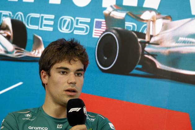 Drivers press conference, PK, Pressekonferenz held in Florida ahead of the F1 Grand Prix of Miami MIAMI GARDENS, FLORIDA, UNITED STATES - MAY 4: Driver Lance Stroll of Aston Martin speaks during a drivers press conference ahead of the F1 Grand Prix of Miami at the Miami International Autodrome on May 04, 2023 in Miami Gardens, Florida, United States. Florida United States. Editorial use only. Please get in touch for any other usage. Copyright: x2025xAnadoluxEvaxMariexUzcategulxTx