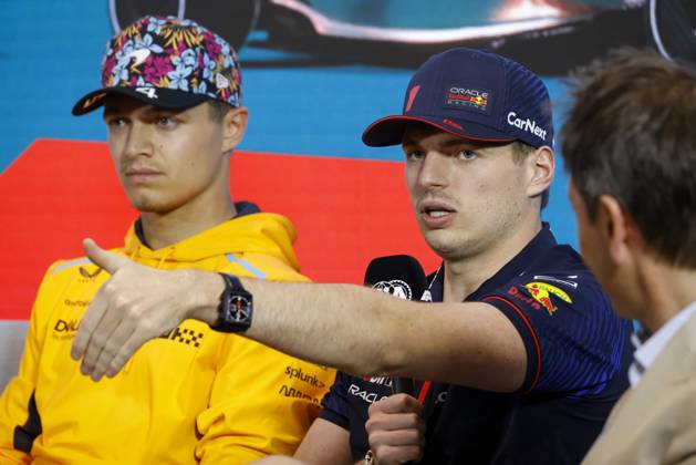 Drivers press conference, PK, Pressekonferenz held in Florida ahead of the F1 Grand Prix of Miami MIAMI GARDENS, FLORIDA, UNITED STATES - MAY 4: Driver Lance Stroll of Aston Martin speaks during a drivers press conference ahead of the F1 Grand Prix of Miami at the Miami International Autodrome on May 04, 2023 in Miami Gardens, Florida, United States. Florida United States. Editorial use only. Please get in touch for any other usage. Copyright: x2025xAnadoluxEvaxMariexUzcategulxTx