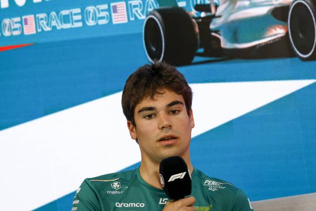 Drivers press conference, PK, Pressekonferenz held in Florida ahead of the F1 Grand Prix of Miami MIAMI GARDENS, FLORIDA, UNITED STATES - MAY 4: Driver Lance Stroll of Aston Martin speaks during a drivers press conference ahead of the F1 Grand Prix of Miami at the Miami International Autodrome on May 04, 2023 in Miami Gardens, Florida, United States. Florida United States. Editorial use only. Please get in touch for any other usage. Copyright: x2025xAnadoluxEvaxMariexUzcategulxTx