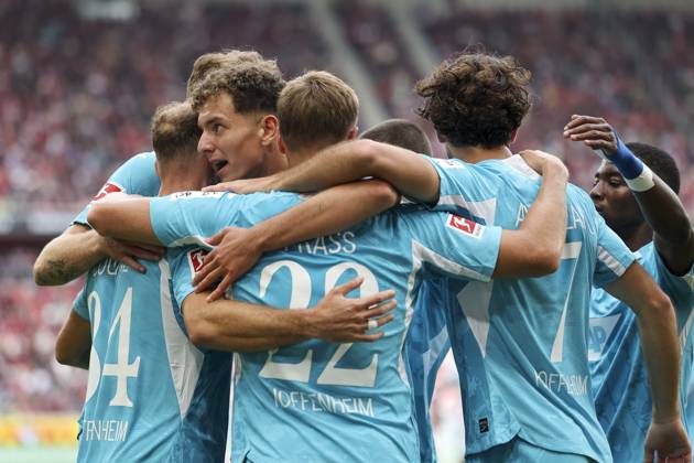 Torjubel TSG Hoffenheim beim 1:1 durch Fisnik Asllani (TSG Hoffenheim, 11) , Deutschland, Fussball, 1. Bundesliga, 5.Spieltag, 2025 2026, SC Freiburg vs. TSG 1899 Hoffenheim, 28.09.2025, Europa-Park Stadion, Freiburg im Breisgau, Deutschland Freiburg im Breisgau Europa-Park Stadion Baden-Württemberg Deutschland Copyright: xGrantxHubbsx