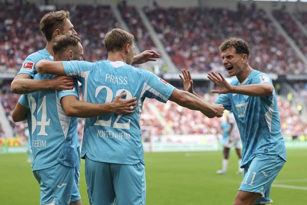 Torjubel TSG Hoffenheim beim 1:1 durch Fisnik Asllani (TSG Hoffenheim, 11) , Deutschland, Fussball, 1. Bundesliga, 5.Spieltag, 2025 2026, SC Freiburg vs. TSG 1899 Hoffenheim, 28.09.2025, Europa-Park Stadion, Freiburg im Breisgau, Deutschland Freiburg im Breisgau Europa-Park Stadion Baden-Württemberg Deutschland Copyright: xGrantxHubbsx