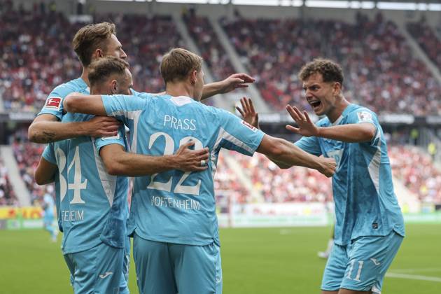 Torjubel TSG Hoffenheim beim 1:1 durch Fisnik Asllani (TSG Hoffenheim, 11) , Deutschland, Fussball, 1. Bundesliga, 5.Spieltag, 2025 2026, SC Freiburg vs. TSG 1899 Hoffenheim, 28.09.2025, Europa-Park Stadion, Freiburg im Breisgau, Deutschland Freiburg im Breisgau Europa-Park Stadion Baden-Württemberg Deutschland Copyright: xGrantxHubbsx