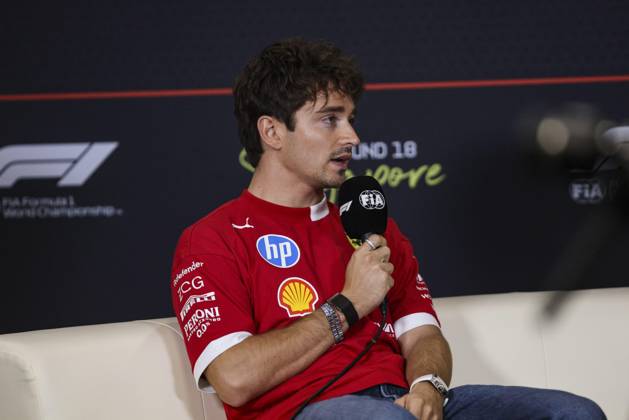 F1 - SINGAPORE GRAND PRIX 2025 LECLERC Charles (mco), Scuderia Ferrari SF-25, portrait press conference, PK, Pressekonferenz during the 2025 Formula 1 Singapore Grand Prix, 18th round of the 2025 FIA Formula One World Championship, WM, Weltmeisterschaft from October 3 to 5, 2025 on the Marina Bay Street Circuit, in Singapore - SingaporeSingapore Copyright: xXavixBonillax