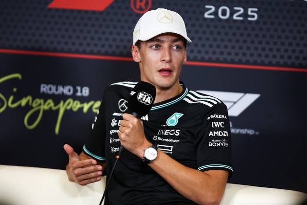 F1 - SINGAPORE GRAND PRIX 2025 RUSSELL George (gbr), Mercedes AMG F1 Team W16, portrait press conference, PK, Pressekonferenz during the 2025 Formula 1 Singapore Grand Prix, 18th round of the 2025 FIA Formula One World Championship, WM, Weltmeisterschaft from October 3 to 5, 2025 on the Marina Bay Street Circuit, in Singapore - SingaporeSingapore Copyright: xEricxAlonsox