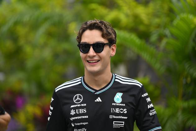 October 3, 2025, Singapore, Tamilnadu, Singapore: George Russell of Mercedes arrives before FP1 of the F1 Grand Prix of Singapore at Marina Bay Street Circuit on October, 3rd 2025 in Singapore. Singapore Singapore - ZUMAc251 20251003_znp_c251_010 Copyright: xVikramxChandrasekarx