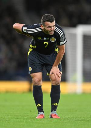 Glasgow, Scotland, 9th October 2025. John McGinn of Scotland during the Scotland vs Greece FIFA World Cup, WM, Weltmeisterschaft, Fussball European Qualifying match at Hampden Park, Glasgow. Picture credit should read: Neil Hanna Sportimage EDITORIAL USE ONLY. No use with unauthorised audio, video, data, fixture lists, club league logos or live services. Online in-match use limited to 120 images, no video emulation. No use in betting, games or single club league player publications. SPI_107_NH_Scotland_Greece SPI-4206-0107