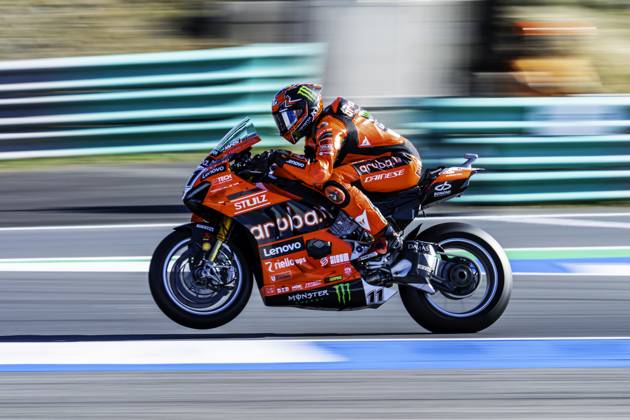 October 10, 2025, Cascais, Lisbon, Portugal: Nicolo Bulega in action during the WorldSBK Championship Free Practice at the Estoril Circuit, Portugal, on October 11, 2025. Cascais Portugal - ZUMAr200 20251010_zsp_r200_019 Copyright: xNunoxReisinhox