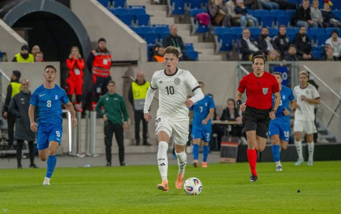 Fußball, Nachwuchs, Saison 2025 26, U21, U 21 EM-Qualifikation (Gruppe F 4. Spieltag) in Jena Deutschland - Griechenland, Paul Wanner (U21, Deutschland), 10.10. 2025, Copyright: xMatthiasxKochx