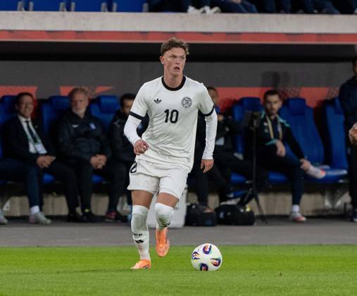 Fußball, Nachwuchs, Saison 2025 26, U21, U 21 EM-Qualifikation (Gruppe F 4. Spieltag) in Jena Deutschland - Griechenland, Paul Wanner (U21, Deutschland), 10.10. 2025, Copyright: xMatthiasxKochx