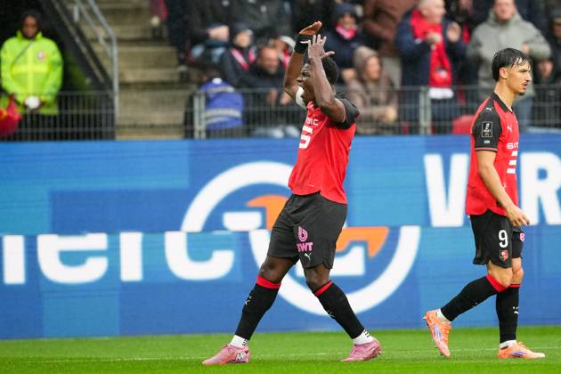 Stade Rennais FC v AJ Auxerre - Ligue 1 McDonald s 2025 2026 09 Esteban LEPAUL (srfc) - 07 Breel EMBOLO (srfc) during the Ligue 1 McDonald s match between Rennes and Auxerre at Roazhon Park on October 19, 2025 in Rennes, France. Rennes France Copyright: xFEPx 776348165