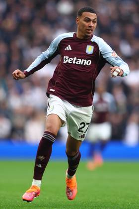 London, England, 19th October 2025. Morgan Rogers of Aston Villa during the Tottenham Hotspur vs Aston Villa Premier League match at the Tottenham Hotspur Stadium, London. Picture credit should read: Paul Terry Sportimage EDITORIAL USE ONLY. No use with unauthorised audio, video, data, fixture lists, club league logos or live services. Online in-match use limited to 120 images, no video emulation. No use in betting, games or single club league player publications. SPI_098_PT_Tottenham_Villa SPI-4223-0098