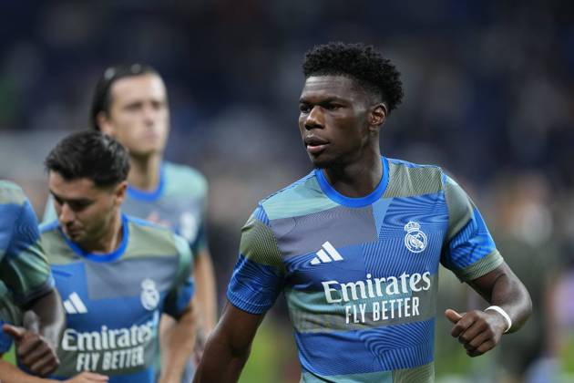 October 22, 2025, Madrid, Madrid, Spain: Aurelien Tchouameni of Real Madrid CF warms up during the UEFA Champions League 2025 26 League Phase MD3 match between Real Madrid C.F. and Juventus FC at Estadio Santiago Bernabeu on October 22, 2025 in Madrid, Spain. Madrid Spain - ZUMAa181 20251022_zaa_a181_103 Copyright: xOscarxJ.xBarrosox