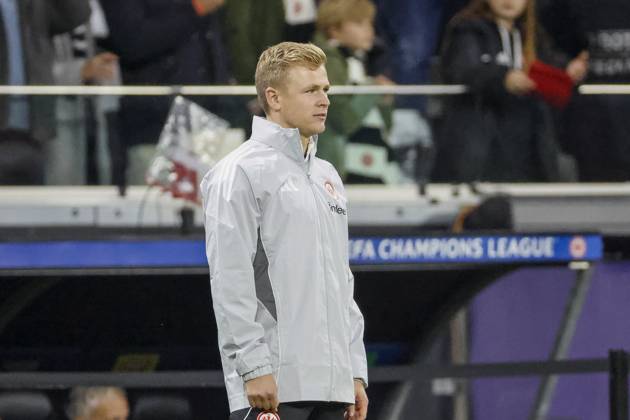Jonathan Burkardt (Eintracht Frankfurt, 09) beim Aufwärmen vor Spielbeginn , Deutschland, UEFA Champions League, 3. Spieltag, 2025 2026, Eintracht Frankfurt vs. FC Liverpool, 22.10.2025, Frankfurt Stadion, Frankfurt, Deutschland Frankfurt Frankfurt Stadion Hessen Deutschland Copyright: xGrantxHubbsx