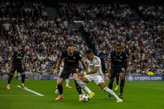 October 22, 2025, Madrid, Spain: Kylian Mbappà , Real Madrid in action during the UEFA Champions League match between Real Madrid and Juventus at the Santiago Bernabeu Stadium. Final score: Real Madrid 1 Juventus 0 Madrid Spain - ZUMAs197 20251022_aaa_s197_856 Copyright: xDavidxCanalesx