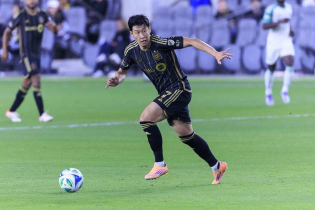 October 29, 2025, Los Angeles, California, USA: Son Heung-min 7 of the Los Angeles Football Club during Game1 of the Audi 2025 MLS, Fussball Herren, USA Cup Playoffs game against the Austin FC on Wednesday October 29, 2025 at the BMO Stadium in Los Angeles, California. LAFC defeats Austin FC, 2-1. ARIANA RUIZ PI Los Angeles USA - ZUMAp124 20251029_zaa_p124_017 Copyright: xArianaxRuizx