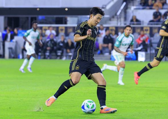 October 29, 2025, Los Angeles, California, USA: Son Heung-min 7 of the Los Angeles Football Club during Game1 of the Audi 2025 MLS, Fussball Herren, USA Cup Playoffs game against the Austin FC on Wednesday October 29, 2025 at the BMO Stadium in Los Angeles, California. LAFC defeats Austin FC, 2-1. JAVIER ROJAS PI Los Angeles USA - ZUMAp124 20251029_zaa_p124_038 Copyright: xJavierxRojasx