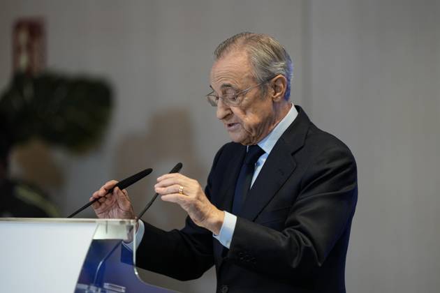 October 31, 2025, Madrid, Madrid, Spain: Florentino Perez Real Madrid President attends during the presentation of the 2024â€2025 Golden Boot to Kylian Mbappe in the VIP box at the Santiago Bernabeu Stadium on October 31, 2025 in Madrid, Spain. Madrid Spain - ZUMAa181 20251031_zaa_a181_067 Copyright: xOscarxJ.xBarrosox