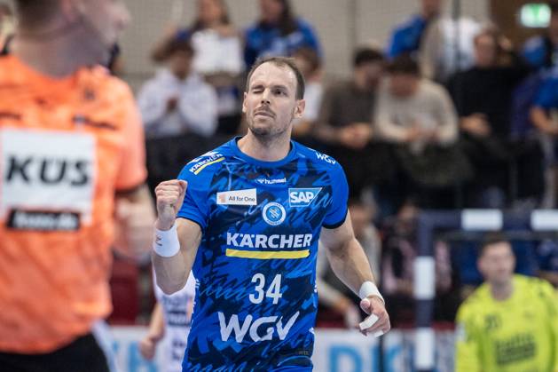 Kai Haefner (TVB Stuttgart, 34) GER, TVB Stuttgart - SG Flensburg-Handewitt, DAIKIN HBL, Handball, Bundesliga, DHB Pokal Achtelfinale, Spielzeit 2025 2026, 05.11.2025 GER, TVB Stuttgart - SG Flensburg-Handewitt, DAIKIN HBL, Handball, Bundesliga, DHB Pokal Achtelfinale, Spielzeit 2025 2026, 05.11.2025 Stuttgart Copyright: xSandyxDinkelackerx EP_SDR