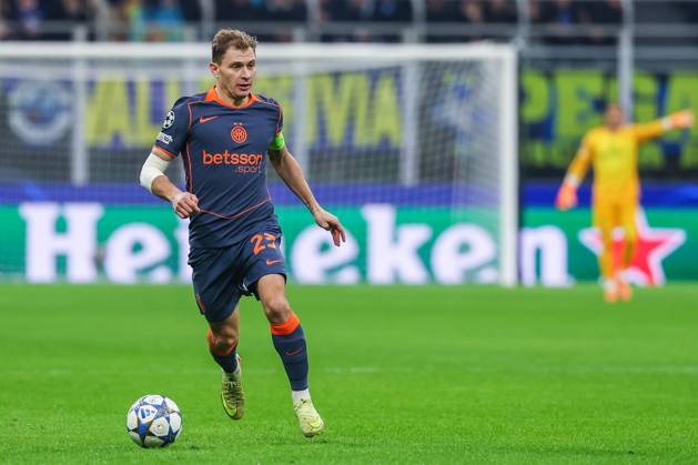 Nicolo Barella of FC Internazionale seen in action during UEFA Champions League 2025 26 League Phase - Matchday 4 football match between FC Internazionale and FC Kairat Almaty at San Siro Stadium in Milan Italy on 05 November 2025. Milan Stadio Giuseppe Meazza Milan Italy Copyright: xEPhotopressx SP24-1283-115