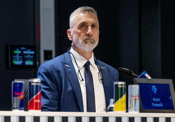 Mark French (Chef-Trainer, ERC Ingolstadt) bei der Pressekonferenz nach dem Spiel GER, EHC Red Bull Muenchen vs. ERC Ingolstadt, Eishockey, DEL, 25. Spieltag, Saison 2025 2026, 05.12.2025. GER, EHC Red Bull Muenchen vs. ERC Ingolstadt, Eishockey, DEL, 25. Spieltag, Saison 2025 2026, 05.12.2025. Muenchen Copyright: xEibner-Pressefoto HeikexFeinerx EP_HFR