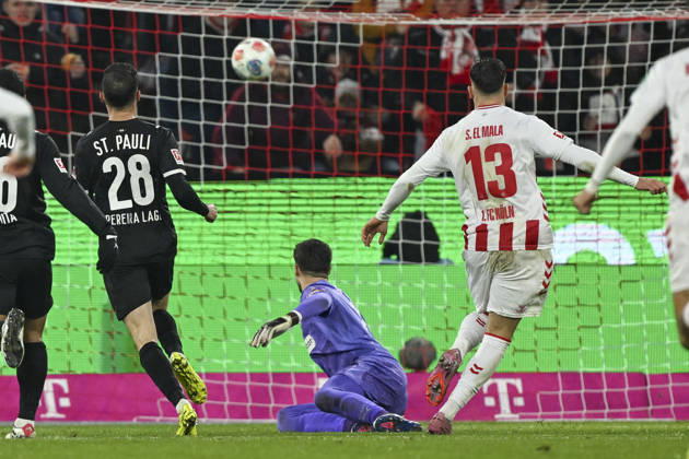 Said El Mala (Koeln 13) erzielt das Tor zum 1:0 06.12.2025 Fussball 1. FC Koeln vs FC St. Pauli, Rheinenergiestadion, Koeln, DFB DFL REGULATIONS PROHIBIT ANY USE OF PHOTOGRAPHS AS IMAGE SEQUENCES AND OR QUASI-VIDEO