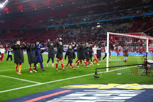 RB Leipzig - Frankfurt Bundesliga Leipzig, 06.12.2025, Red Bull Arena, Fußball, Männer, Saison 2025 2026, 1. Bundesliga, 13. Spieltag, RB Leipzig - Eintracht Frankfurt 6:0 (2:0) , Im Bild: Siegjubel Leipzig ,