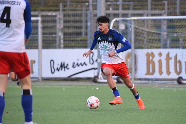 Fußball I Herren I Saison 2025 2026 I Regionalliga Nord I 16. Spieltag I Hamburger SV II U21, U 21 - FC St. Pauli II (U23) I 13.12.2025 Omar Abdel Megeed ( 22, HSV, von 1. Herren) (Nur zur redaktionellen Nutzung.) Hamburg Stadion Hoheluft, Lokstedter Steindamm 87 Hamburg Deutschland Copyright: xLobeca RobertoxSeidelx