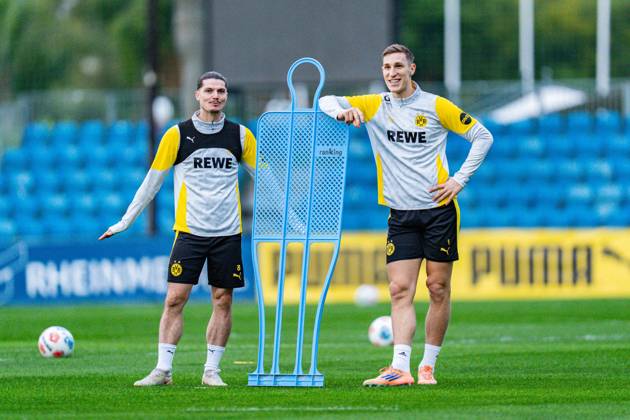 Marcel Sabitzer (Borussia Dortmund, 20) Nico Schlotterbeck (Borussia Dortmund, 4) Winter-Trainingslager Borussia Dortmund in Marbella, Spanien, Tag 1 am 02.01.2026 Copyright: xBahhoxKarax