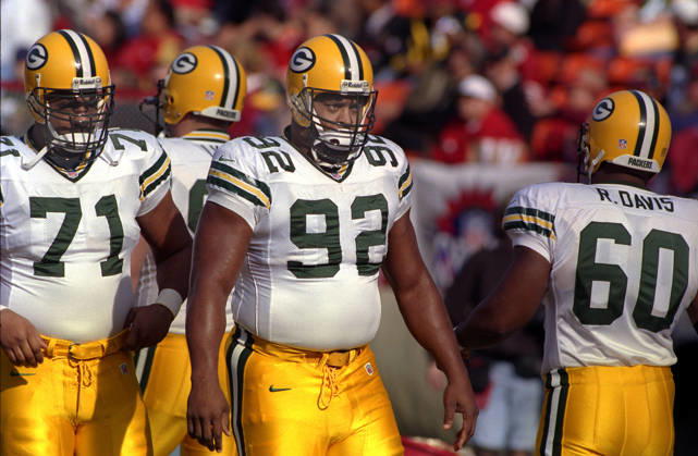 January 3, 1999 - San Francisco, California, U.S - San Francisco 49ers vs. Green Bay Packers Candlestick Park Sunday, January 3, 1999. 49ers beat Packers 30-27. Green Bay Packers defensive tackle Santana Dotson (71) and defensive end Reggie White Copyright: xAlxGolubx