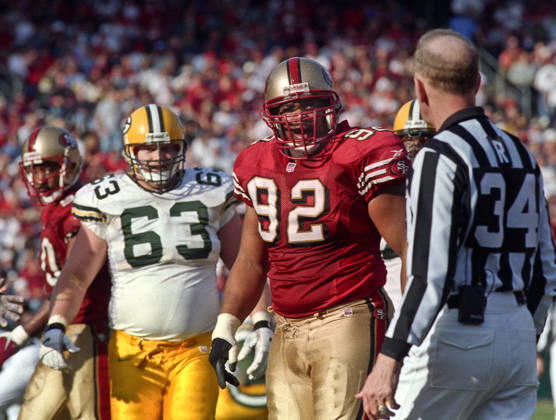 January 3, 1999 - San Francisco, California, U.S - San Francisco 49ers vs. Green Bay Packers Candlestick Park Sunday, January 3, 1999. 49ers beat Packers 30-27. San Francisco 49ers defensive end Roy Barker Copyright: xAlxGolubx
