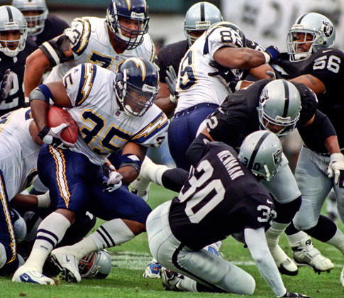 November 14, 1999 - Oakland, California, U.S - Oakland Raiders vs. San Diego Chargers at Oakland Alameda County Coliseum Sunday, November 14, 1999. Raiders beat Chargers 28-9. San Diego Chargers running back Jermaine Fazande Copyright: xAlxGolubx