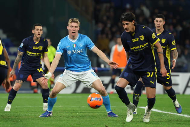 Napoli™s Rasmus Hojlund during the Serie A soccer match between Napoli and Parma at the Diego Armando Maradona Stadium in Naples, southern italy - Wednesday , January 14 , 2026. - Soccer . Copyright: xAlessandroxGarofalo LaPressex