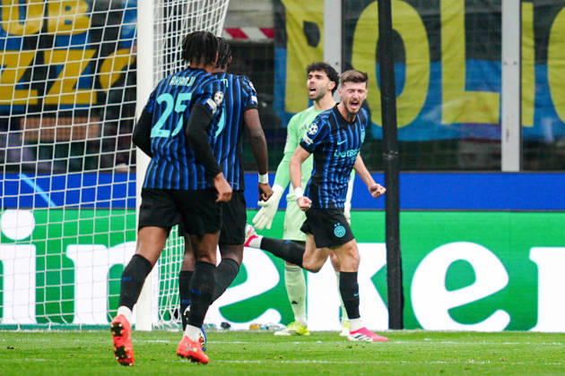Inter Milan™s Petar Sucic celebrates after scoring goal for his team during the Uefa Champions League soccer match between Inter and Arsenal at the San Siro Stadium in Milan , north Italy - Tuesday , January 20, 2026. - Soccer . Copyright: xMarcoxAlpozzi LaPressex