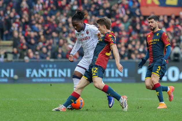 GenoaÕs Morten Frendrup fights for the ball during the Serie A soccer match between Genoa and Bologna at the Luigi Ferraris Stadium in Genoa, Italy - Sunday, January 25, 2026. - Soccer .  Copyright: xTanoxPecoraro LaPressex