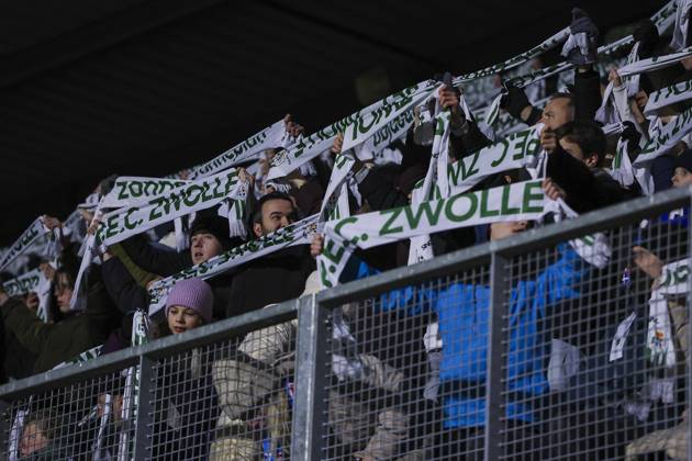 ZWOLLE, 31-01-2026 , MAC3PARK Stadion , season 2025 2026 , Dutch Eredivisie Football , match between PEC Zwolle and Telstar , picture shows atmosphere in the stadium fans showing shawls for the 115 year anniversary of PEC Zwolle PEC - Telstar x201217779x Copyright: