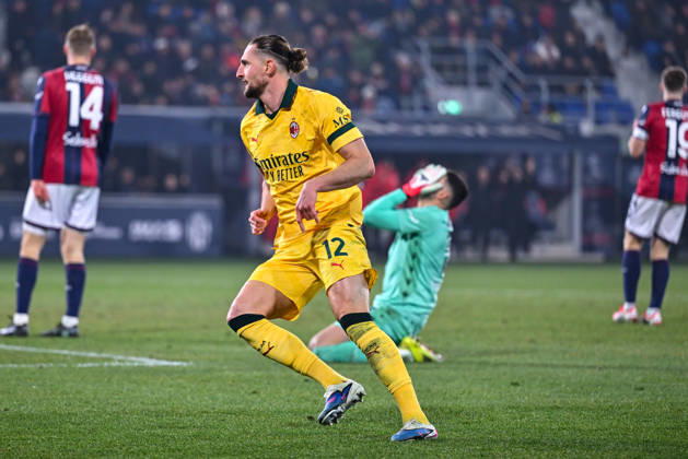 Milan s Adrien Rabiot celebrates after scoring a goal during Bologna FC vs AC Milan, Italian soccer Serie A match in Bologna, Italy, February 03 2026 Copyright: xAlessioxMarini IPAxSportx xipa-agency.netx xx IPA_70931888 IPA_Agency_IPA70931888