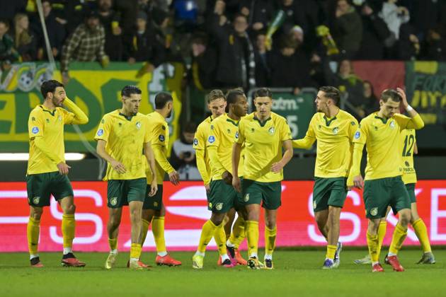 SITTARD , 17-01-2026 , Fortuna Sittard Stadium , season 2025 2026 , Dutch Eredivisie football , match between Fortuna Sittard and Sparta , picture shows , Fortuna Sittard celebrating 1-0 Fortuna Sittard - Sparta x201377914x Copyright: