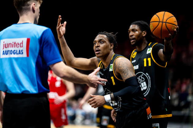 08.02.2026 - Basketball - Saison 2025 2026 - 2. Bundesliga Pro-A - 22. Spieltag: Nürnberg Falcons Basketball Club NBC - Bozic Estriche Knights Kirchheim - ThHa - xthxhax - Phillip Russell (1, Kirchheim Knights ) Tyrel Morgan (11, Kirchheim Knights )