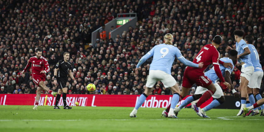 Liverpool v Manchester City, FA Premier League 08.02.26 Liverpool v Manchester City, FA Premier League Bradley Ormesher The Times Dominik Szoboszlai of Liverpool scores and celebrates scoring his teams opening goal 1-0  Copyright: xBradleyxOrmesherx NINTCHDBPICT001057464236