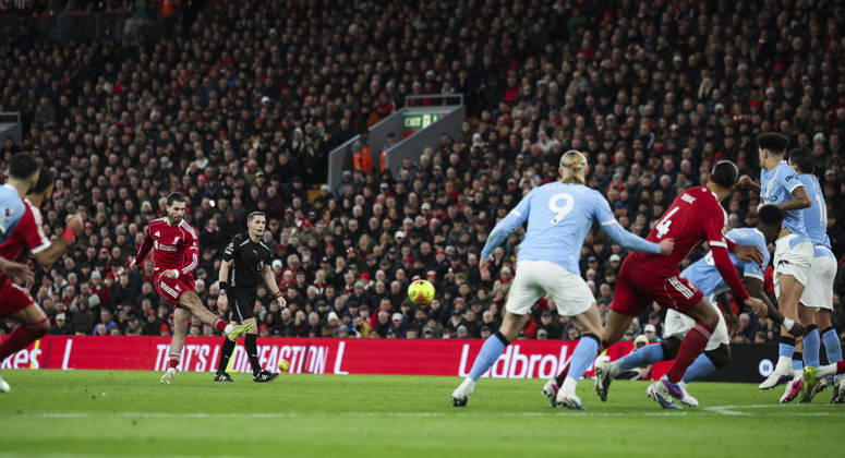 Liverpool v Manchester City, FA Premier League 08.02.26 Liverpool v Manchester City, FA Premier League Bradley Ormesher The Times Dominik Szoboszlai of Liverpool scores and celebrates scoring his teams opening goal 1-0  Copyright: xBradleyxOrmesherx NINTCHDBPICT001057464317