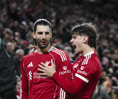 Liverpool v Manchester City, FA Premier League 08.02.26 Liverpool v Manchester City, FA Premier League Bradley Ormesher The Times Dominik Szoboszlai of Liverpool scores and celebrates scoring his teams opening goal 1-0  Copyright: xBradleyxOrmesherx NINTCHDBPICT001057464459