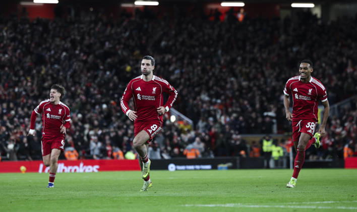Liverpool v Manchester City, FA Premier League 08.02.26 Liverpool v Manchester City, FA Premier League Bradley Ormesher The Times Dominik Szoboszlai of Liverpool scores and celebrates scoring his teams opening goal 1-0  Copyright: xBradleyxOrmesherx NINTCHDBPICT001057464530