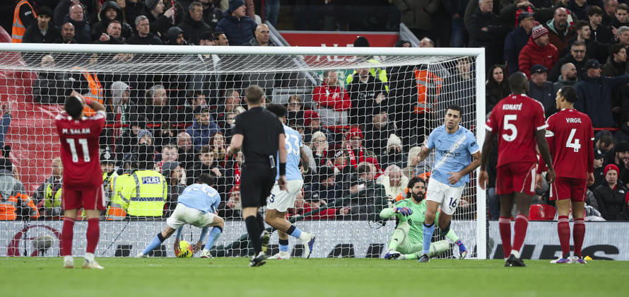 Liverpool v Manchester City, FA Premier League 08.02.26 Liverpool v Manchester City, FA Premier League Bradley Ormesher The Times Bernardo Silva of Manchester City scores and celebrates scoring his teams 1st goal 1-1  Copyright: xBradleyxOrmesherx NINTCHDBPICT001057465121