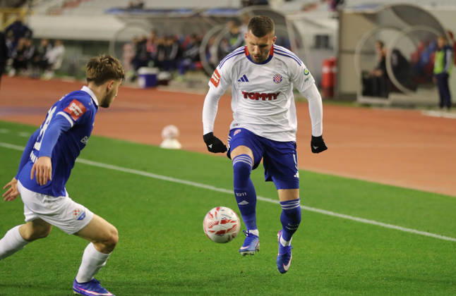 SuperSport HNL, round 18: HNK Hajduk Split v NK Slaven Belupo Ante Rebic of HNK Hajduk Split during the SuperSport HNL 2025. 2026. round 21 match between HNK Hajduk Split and NK Slaven Belupo at Poljud Stadium in Split, Croatia on February 7, 2026. IvoxCagalj PIXSELL