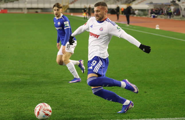SuperSport HNL, round 18: HNK Hajduk Split v NK Slaven Belupo Ante Rebic of HNK Hajduk Split during the SuperSport HNL 2025. 2026. round 21 match between HNK Hajduk Split and NK Slaven Belupo at Poljud Stadium in Split, Croatia on February 7, 2026. IvoxCagalj PIXSELL