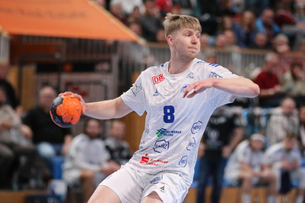 13.02.2026 Handball Herren 2025 2026 2. Handball-Bundesliga 19. Spieltag 1. VfL Potsdam - Dessau-Roßlauer HV 06 MBS Arena Potsdam Julius Drachau (Dessau, 8, weiß) am Ball. Potsdam Brandenburg Deutschland