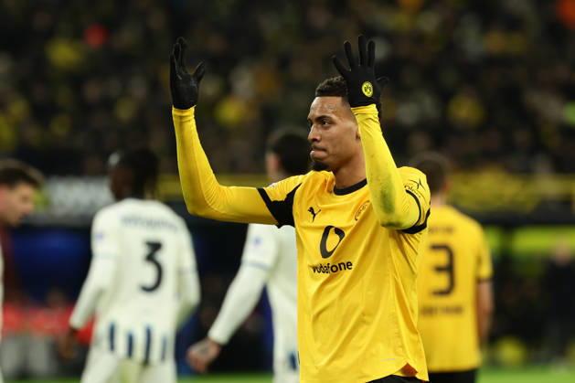 Dortmund, Germany, 17.02.26, Felix Nmecha (Borussia Dortmund) gestikuliert während des Spiels der Champions League Playoffs zwischen Borussia Dortmund - Atalanta Bergamo im Signal Iduna Park in Dortmund. (Photo by Joachim Bywaletz) DFB DFL REGULATIONS PROHIBIT ANY USE OF PHOTOGRAPHS AS IMAGE SEQUENCES AND OR QUASI-VIDEO. Copyright: JoachimxBywaletz xJB-Sportfoto