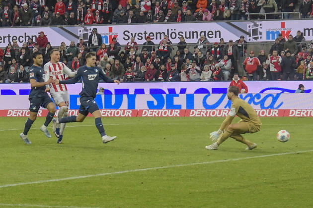 Said El Mala (Koeln 13) erzielt das Tor zum 2:2 21.02.2026 Fussball 1. FC Koeln vs TSG Hoffenheim, Rheinenergiestadion, Koeln, DFB DFL REGULATIONS PROHIBIT ANY USE OF PHOTOGRAPHS AS IMAGE SEQUENCES AND OR QUASI-VIDEO