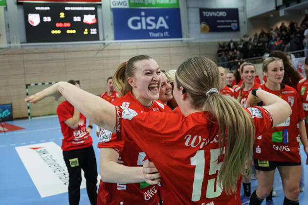Wildcats jebeln nach 33:32 Heimsieg, SV Union Halle-Neustadt vs. BSV Sachsen Zwickau, Alsco Handball Bundesliga Frauen, Saison 2025 26, 18. Spieltag, 25.02.2026 Halle SWH Arena Sachsen-Anhalt Deutschland